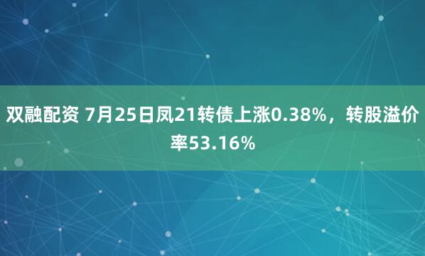 双融配资 7月25日凤21转债上涨0.38%，转股溢价率53.16%